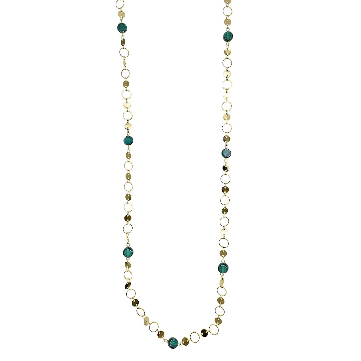 Modern Style Chain With Malachite Long Necklace
