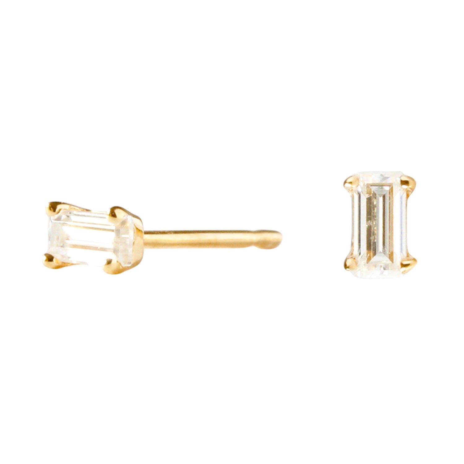 Moissanite Baguette Earrings - Gold