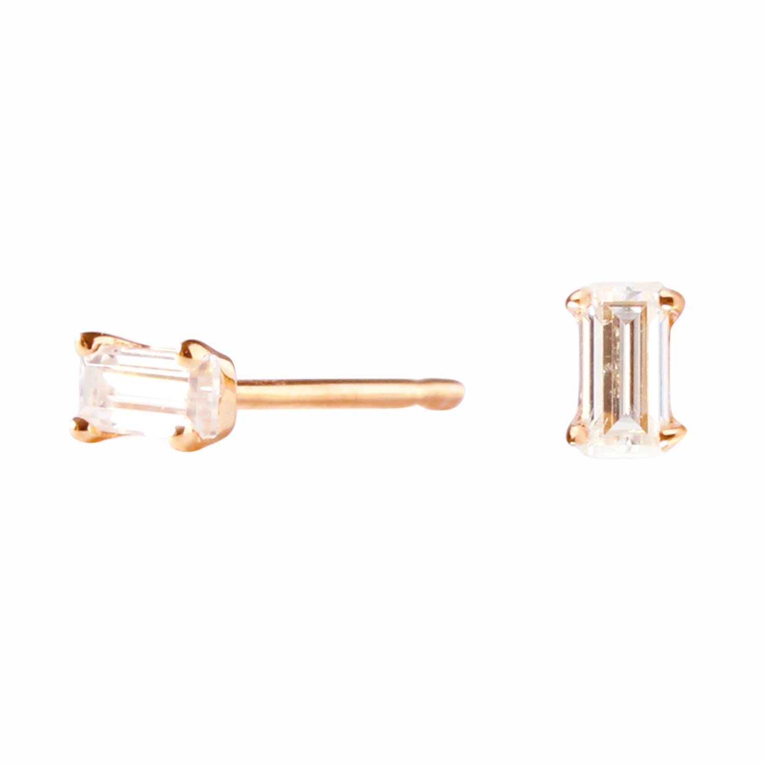 Moissanite Baguette Earrings - Rose Gold