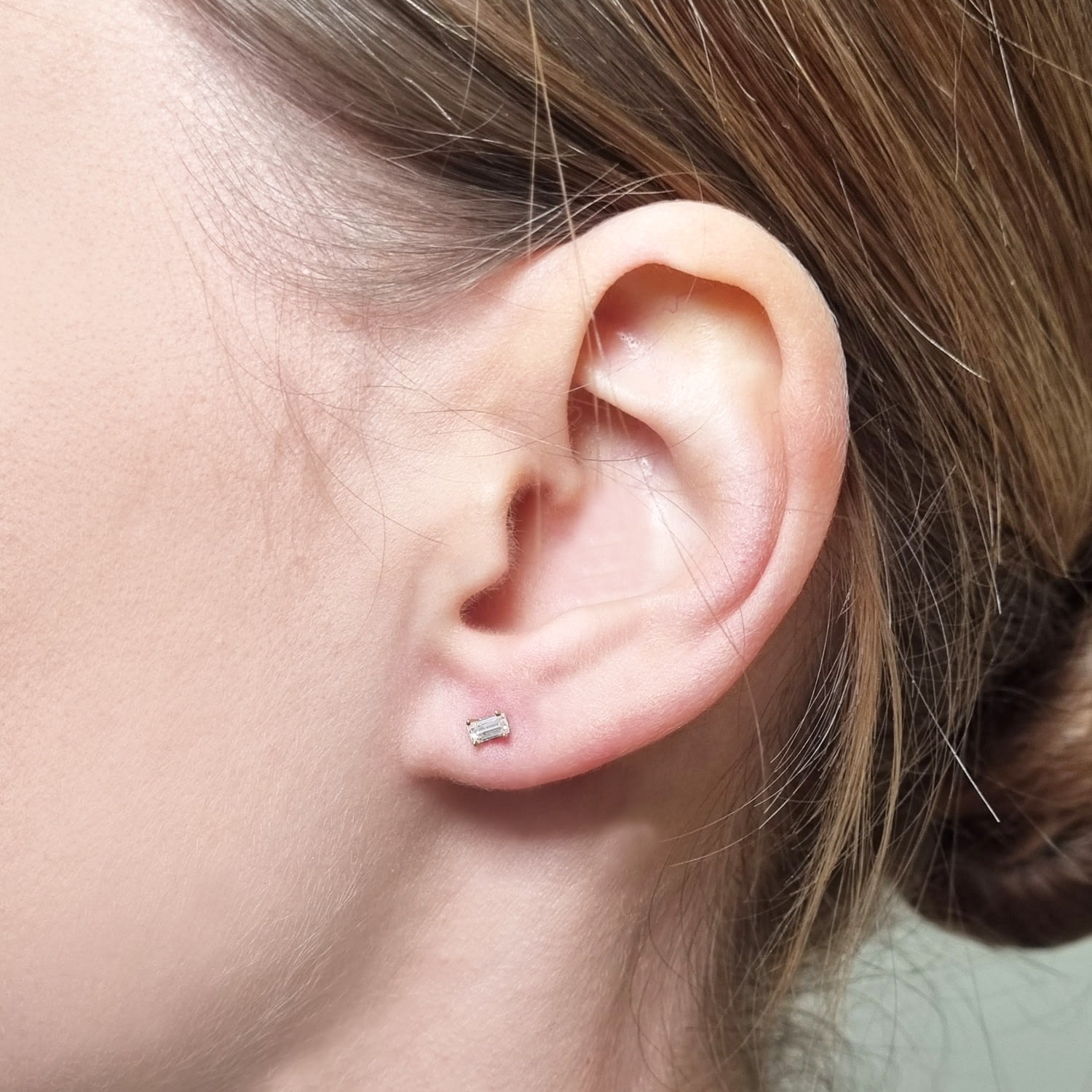 Moissanite Baguette Earrings - Gold