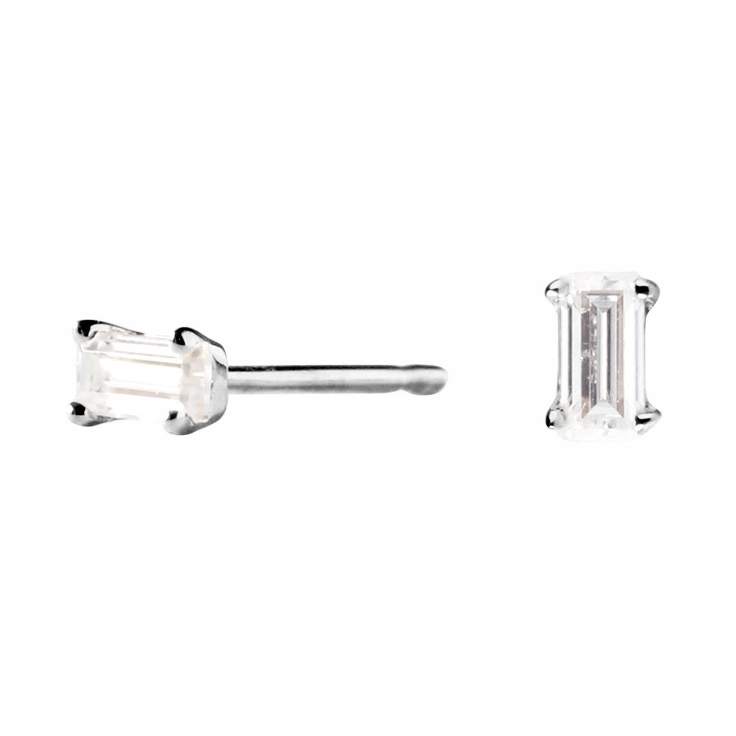 Moissanite Baguette Earrings - Silver