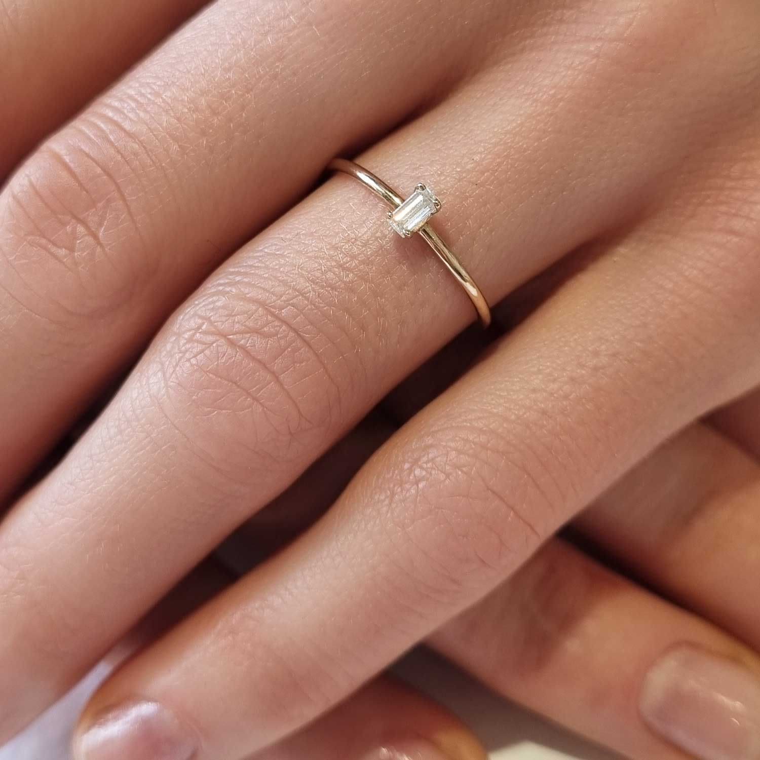 Moissanite Baguette Ring - Gold