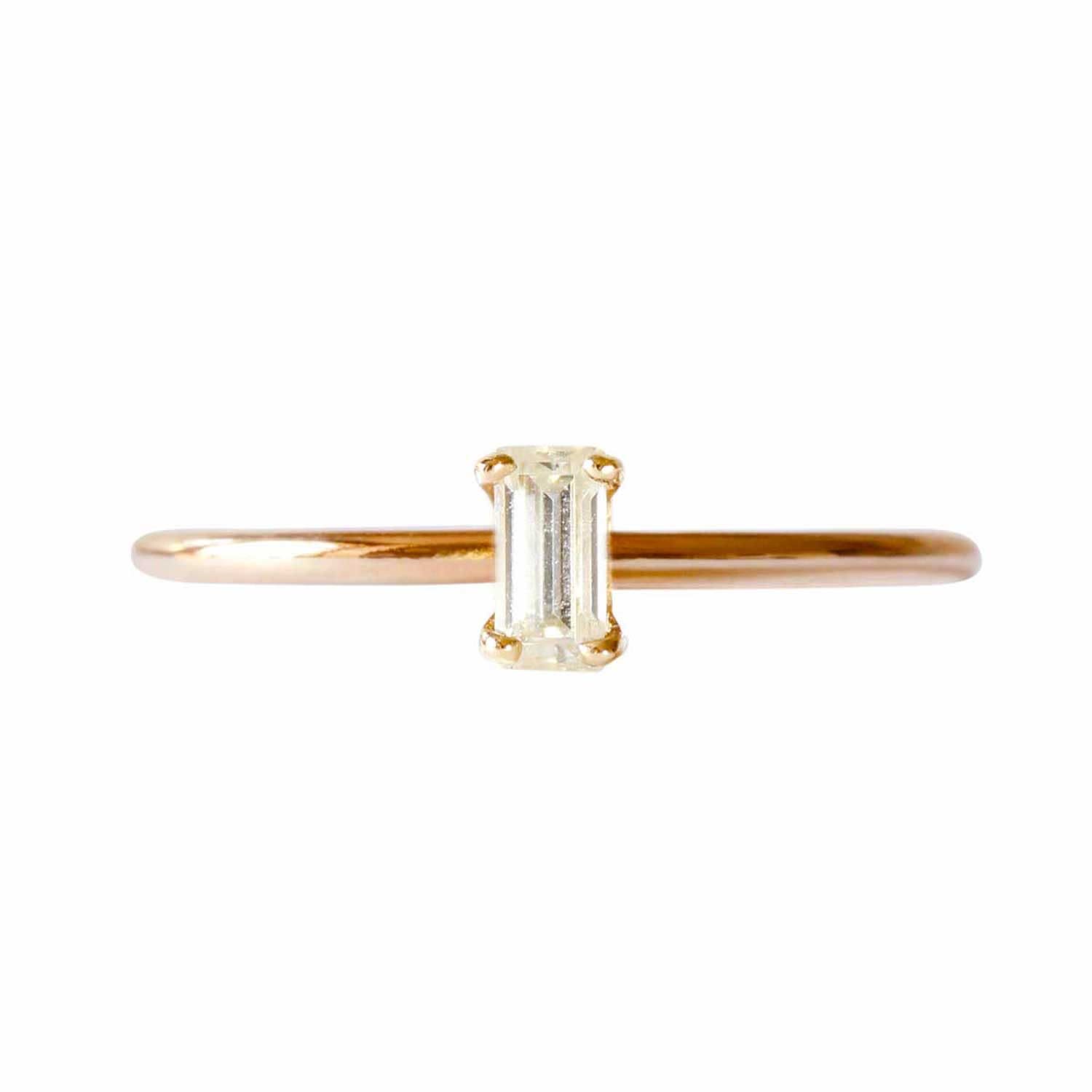Moissanite Baguette Ring - Rose Gold