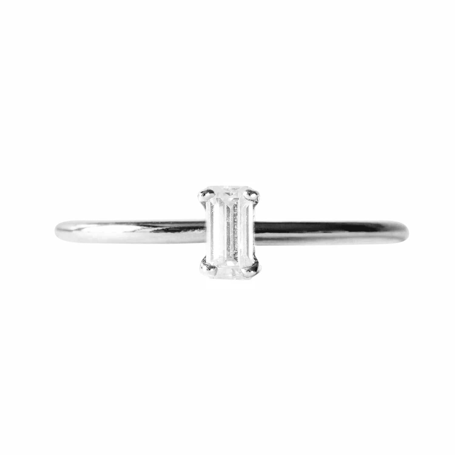 Moissanite Baguette Ring - Silver