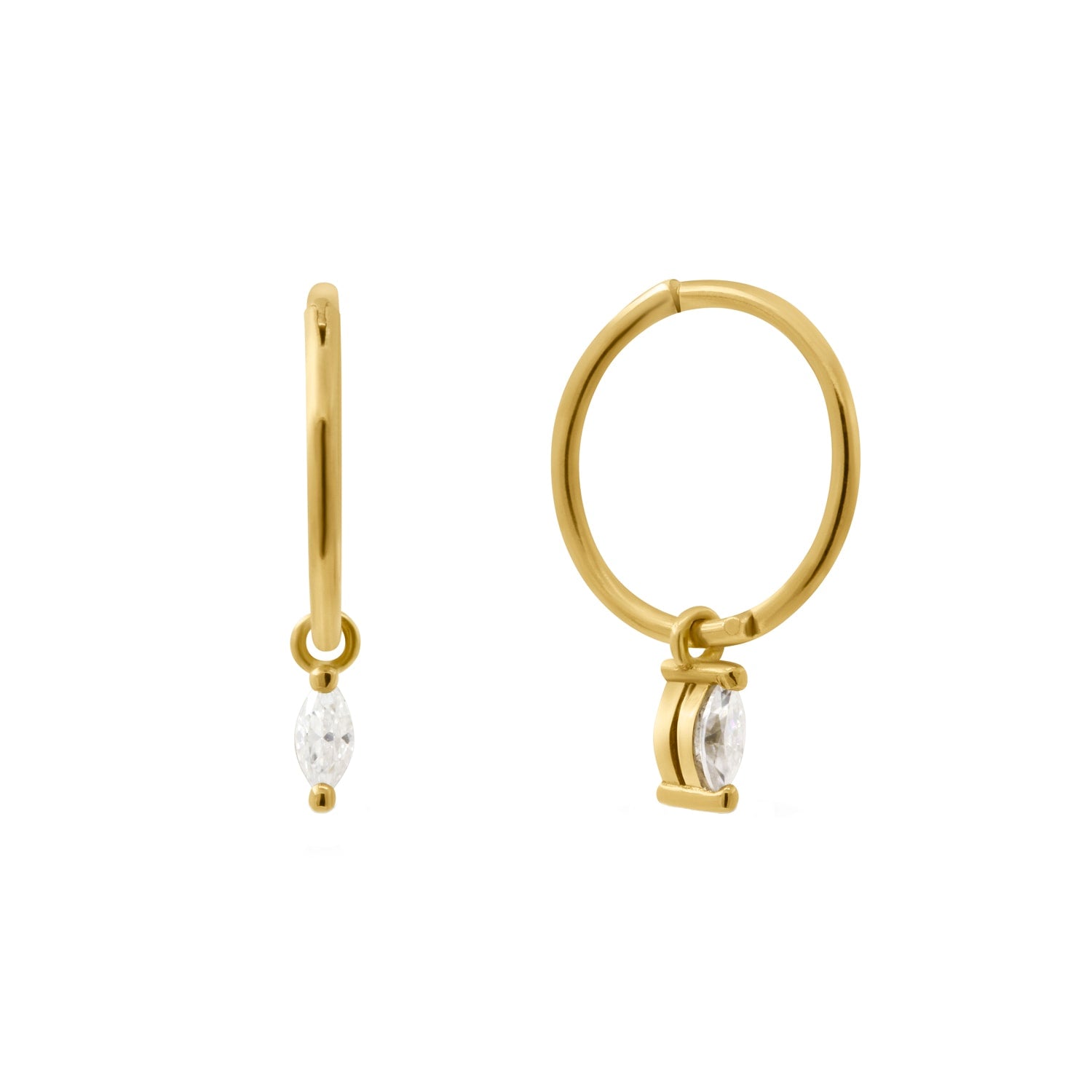 Moissanite Clicker Hoop Earrings - Gold