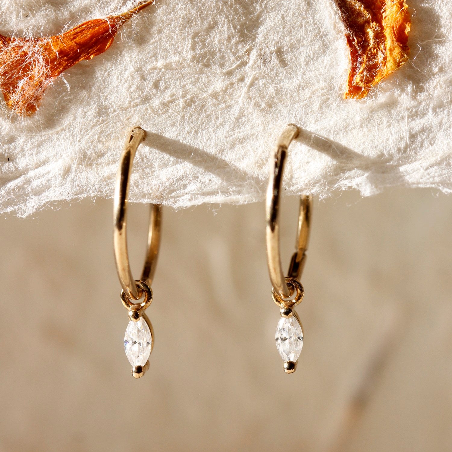 Moissanite Clicker Hoop Earrings - Gold