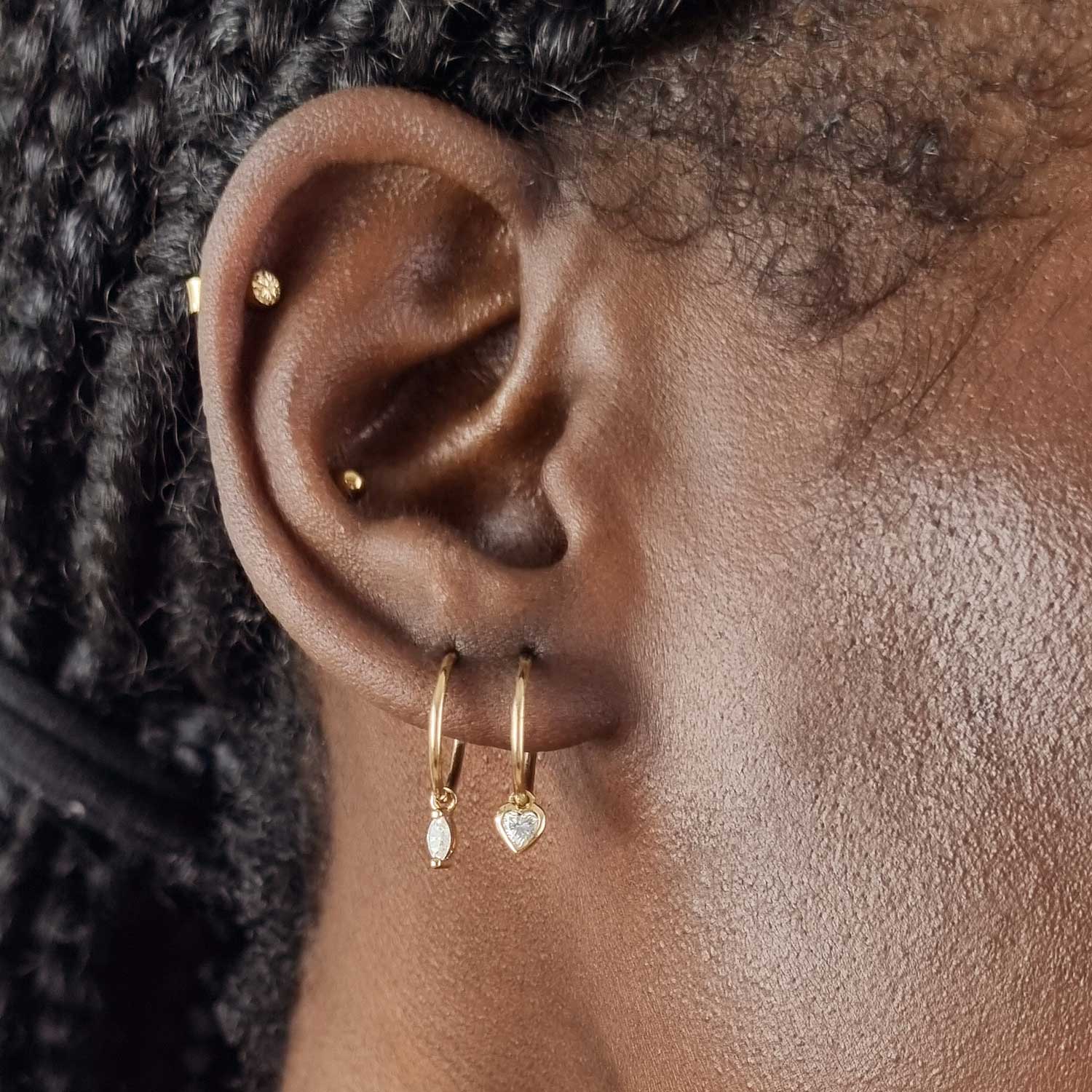 Moissanite Clicker Hoop Earrings - Silver