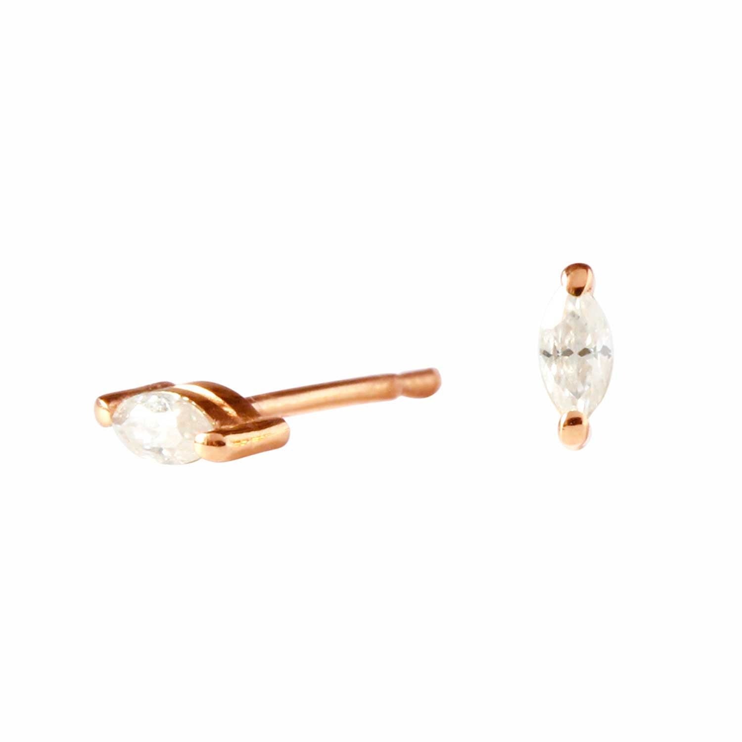Moissanite Marquise Earrings - Rose Gold
