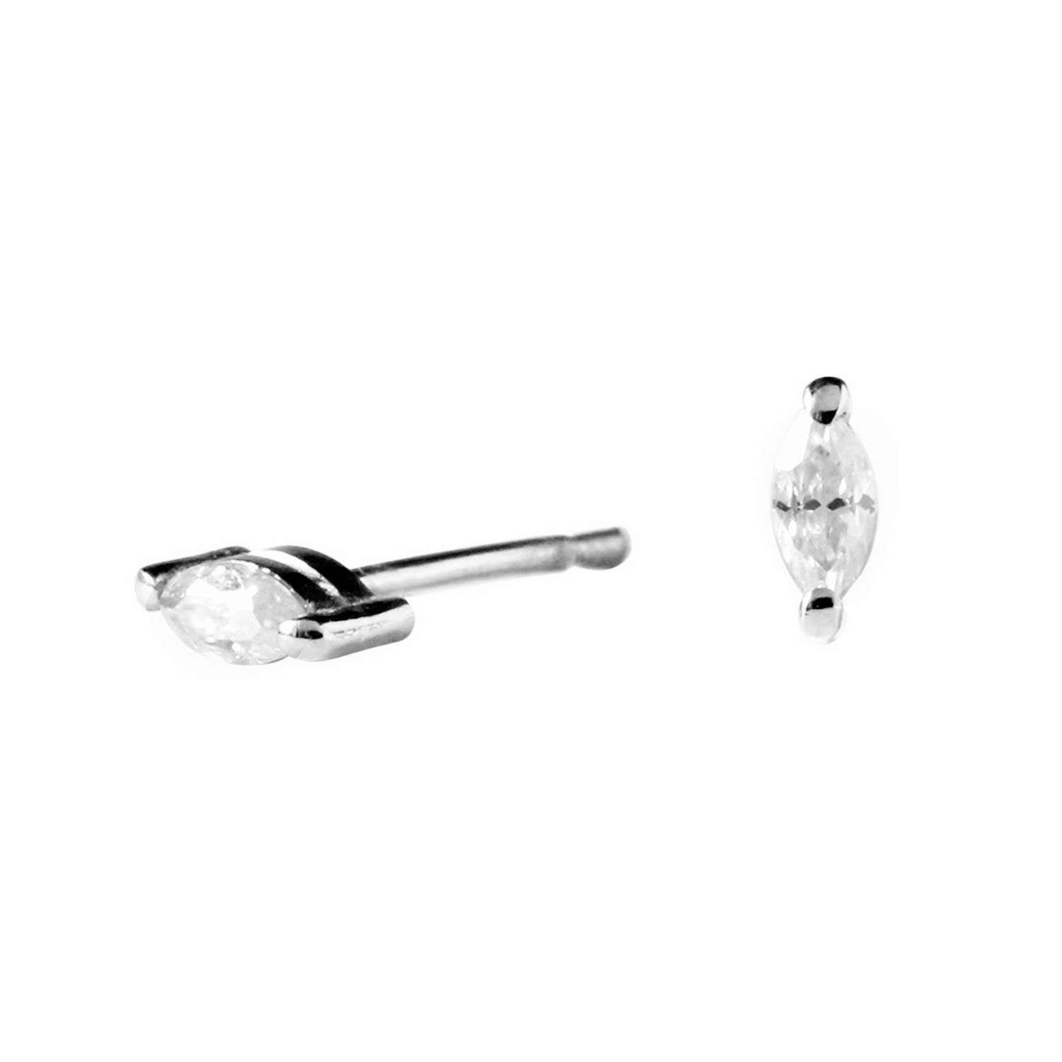 Moissanite Marquise Earrings - Silver