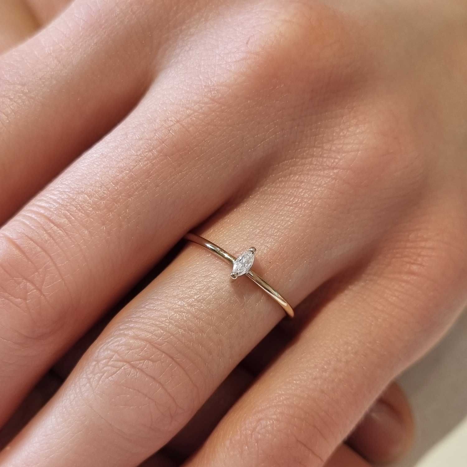 Moissanite Marquise Ring - Rose Gold