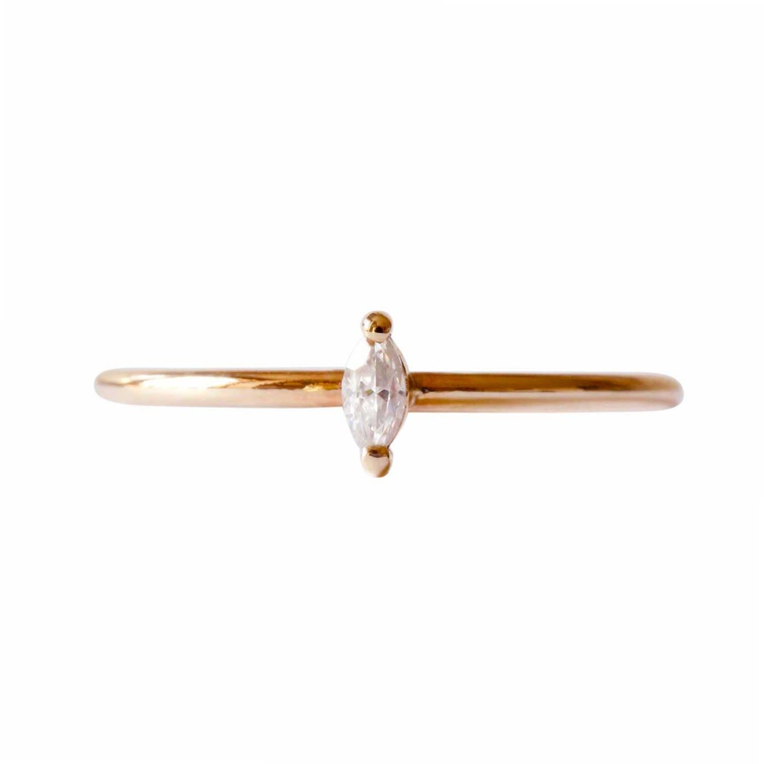 Moissanite Marquise Ring - Rose Gold