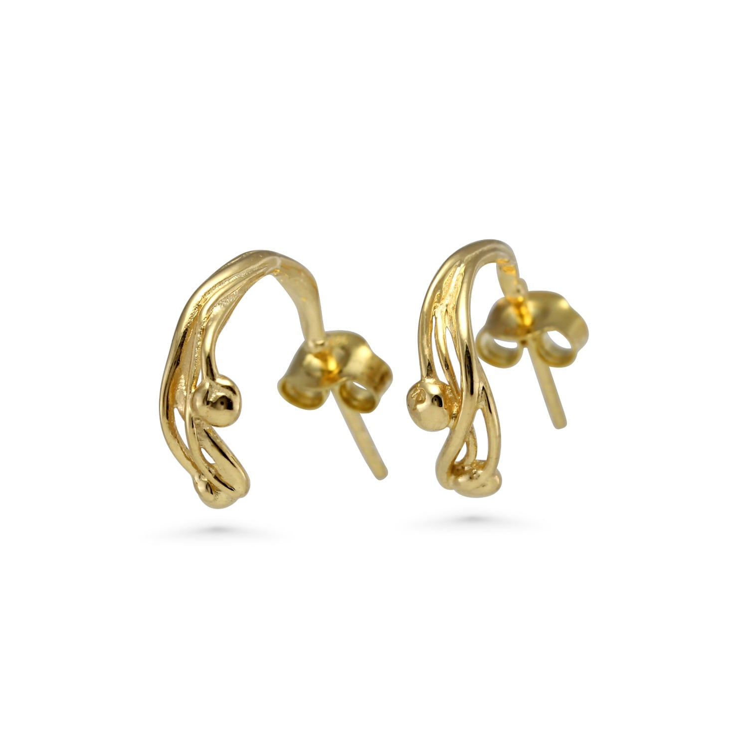 Molten Gold Sculptural Huggie Earrings