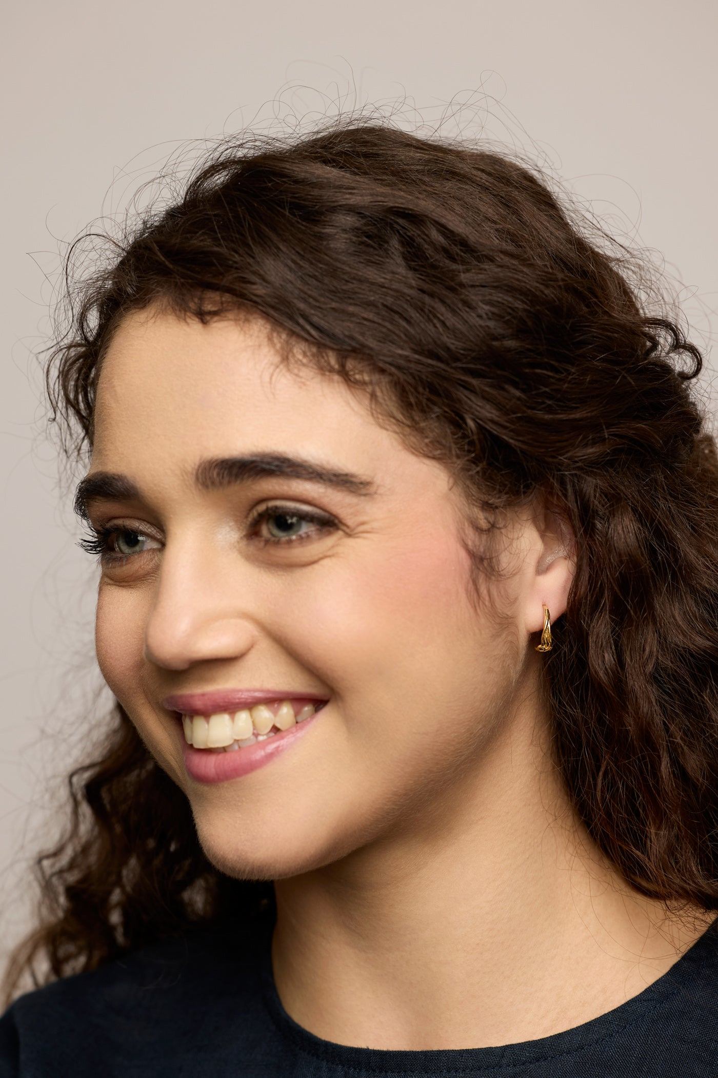 Molten Gold Sculptural Huggie Earrings