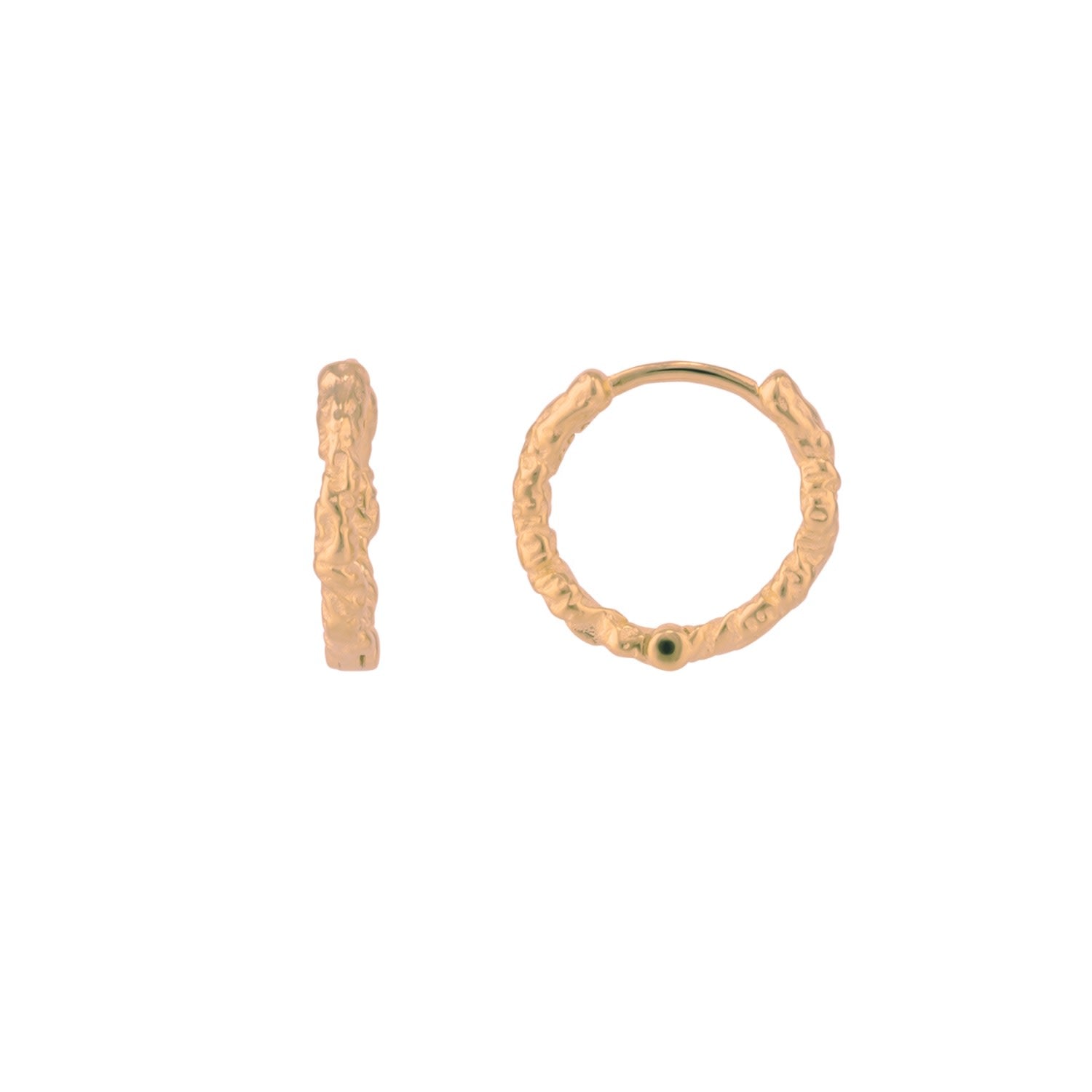 Molten Sterling Silver Textured Hoop Earring Wavy - Rose Gold