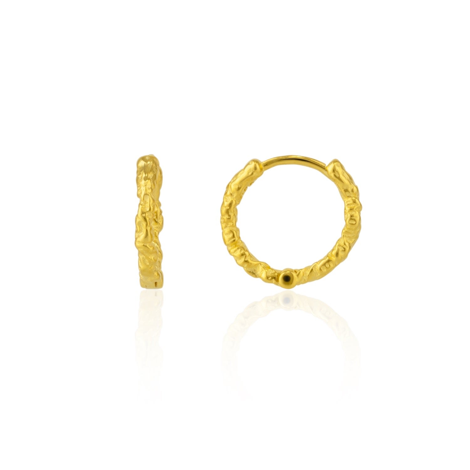 Molten Sterling Silver Hoop Earring Wavy - Gold