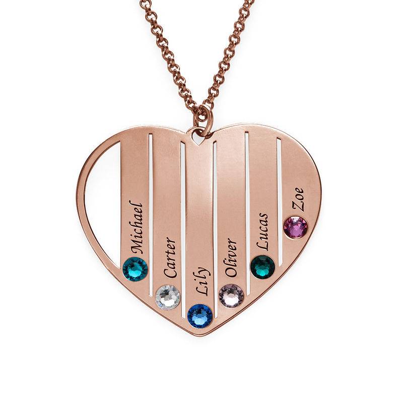 Gift for Mother - Mom Birthstone Necklace in Rose Gold Plating - Personalized Mother Necklace