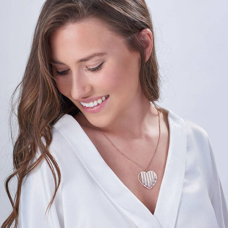 Gift for Mother - Mom Birthstone Necklace in Rose Gold Plating - Personalized Mother Necklace