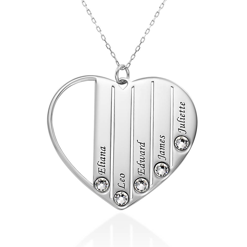 Mom Birthstone Necklace in White Gold 10K