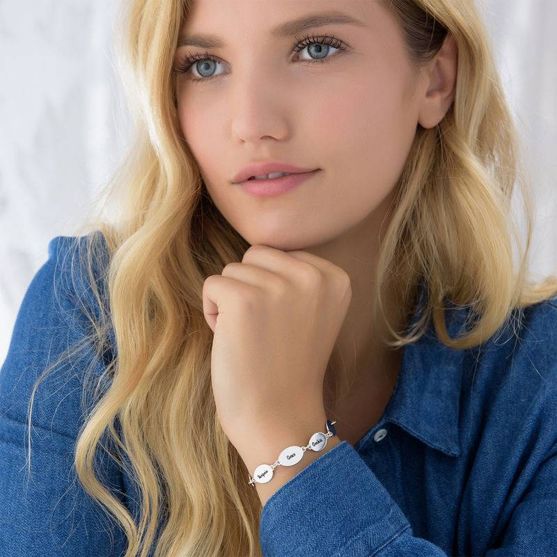 Mom Bracelet with Kids Names - Oval Design in Sterling Silver