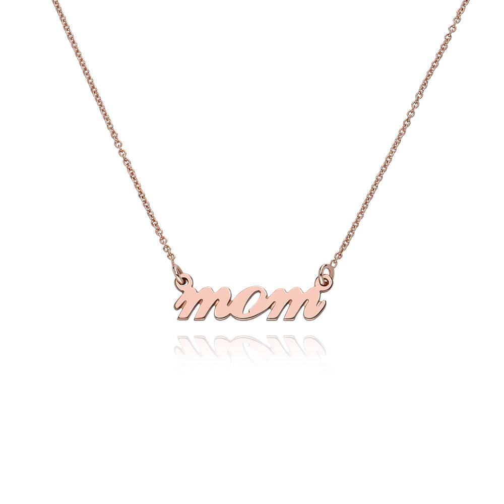 Mom Cursive Necklace in 18K Rose Gold Plating