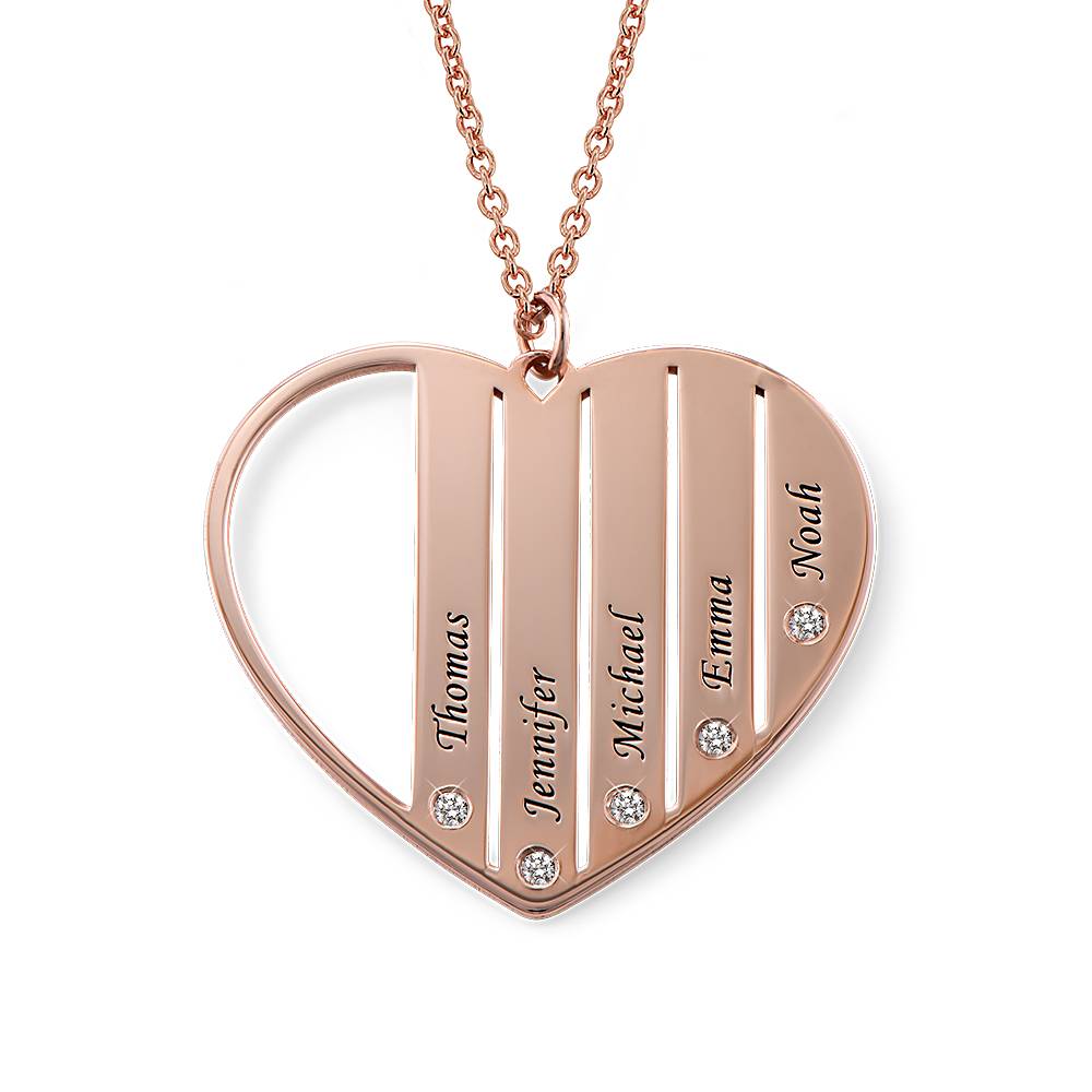 Mom Necklace in Rose Gold Plating with Diamonds