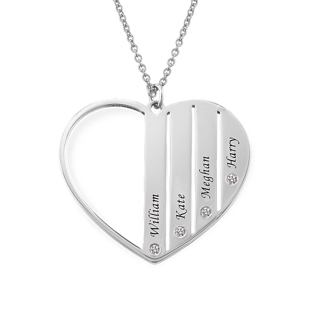 Mom Necklace in Silver with Diamonds