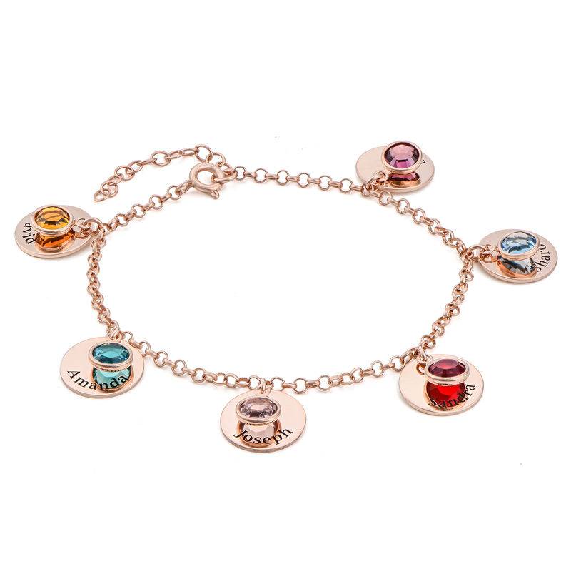 Mom Personalized Charms Bracelet with Birthstone Crystals in Rose Gold Plating