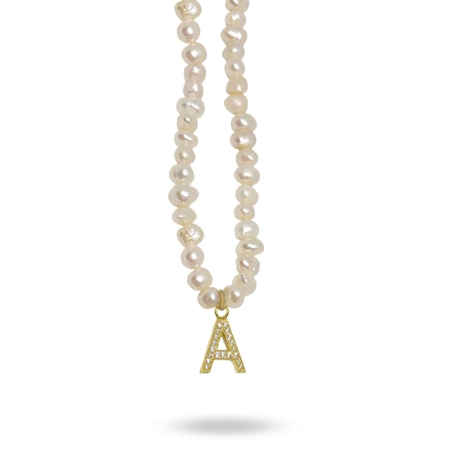 Mono Letter Pearl Necklace A