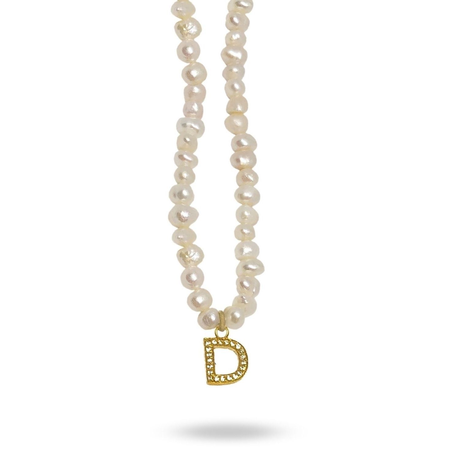 Mono Letter Pearl Necklace D