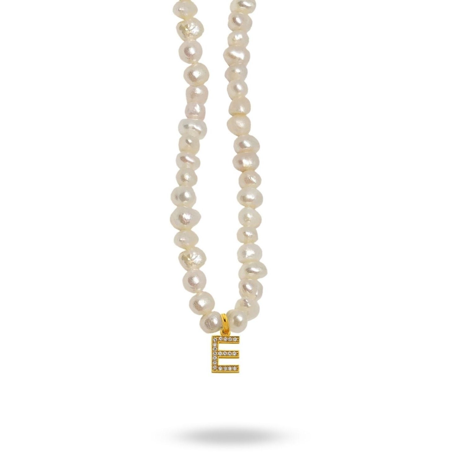 Mono Letter Pearl Necklace E