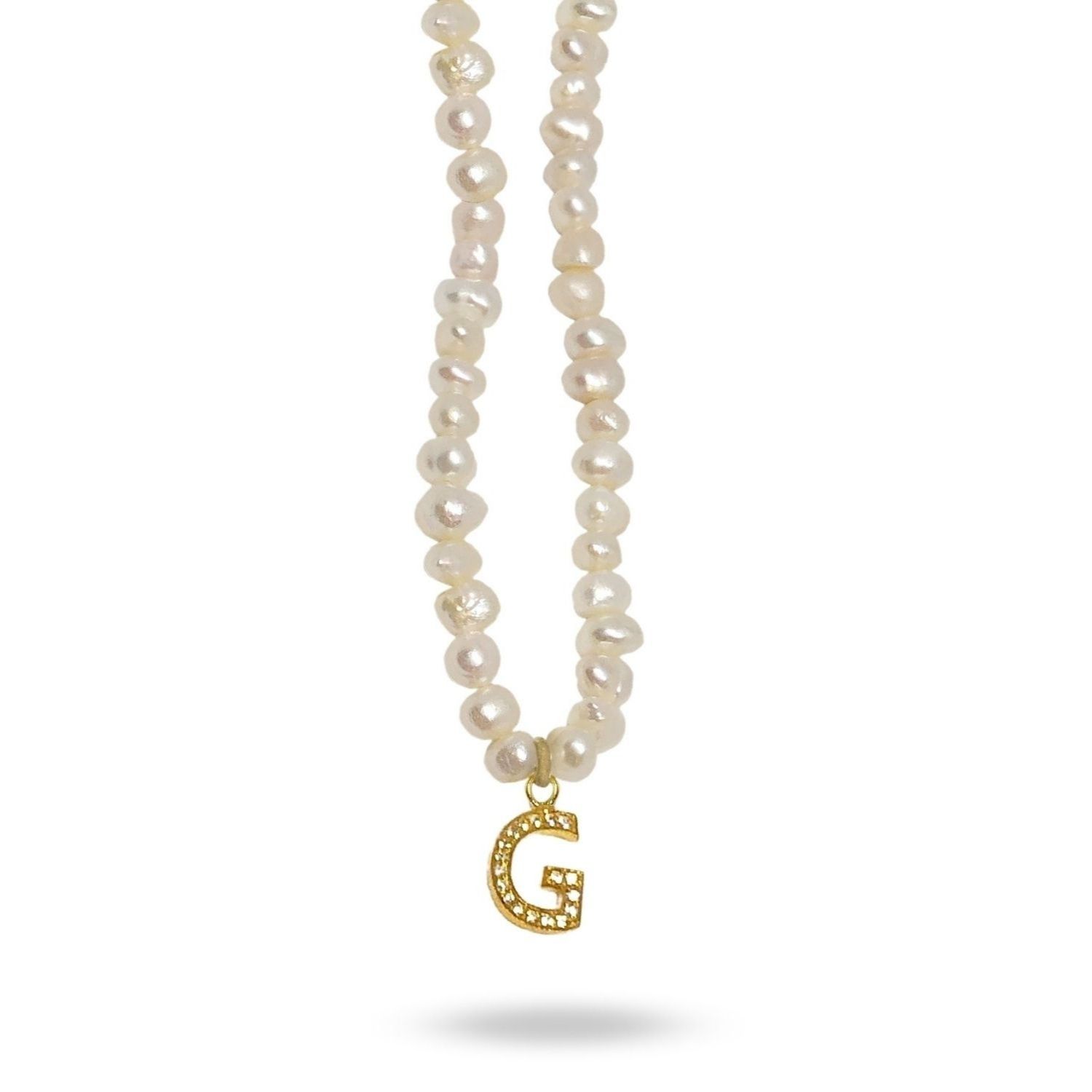 Mono Letter Pearl Necklace G