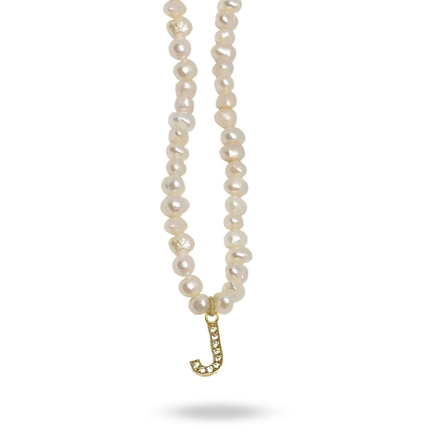 Mono Letter Pearl Necklace J