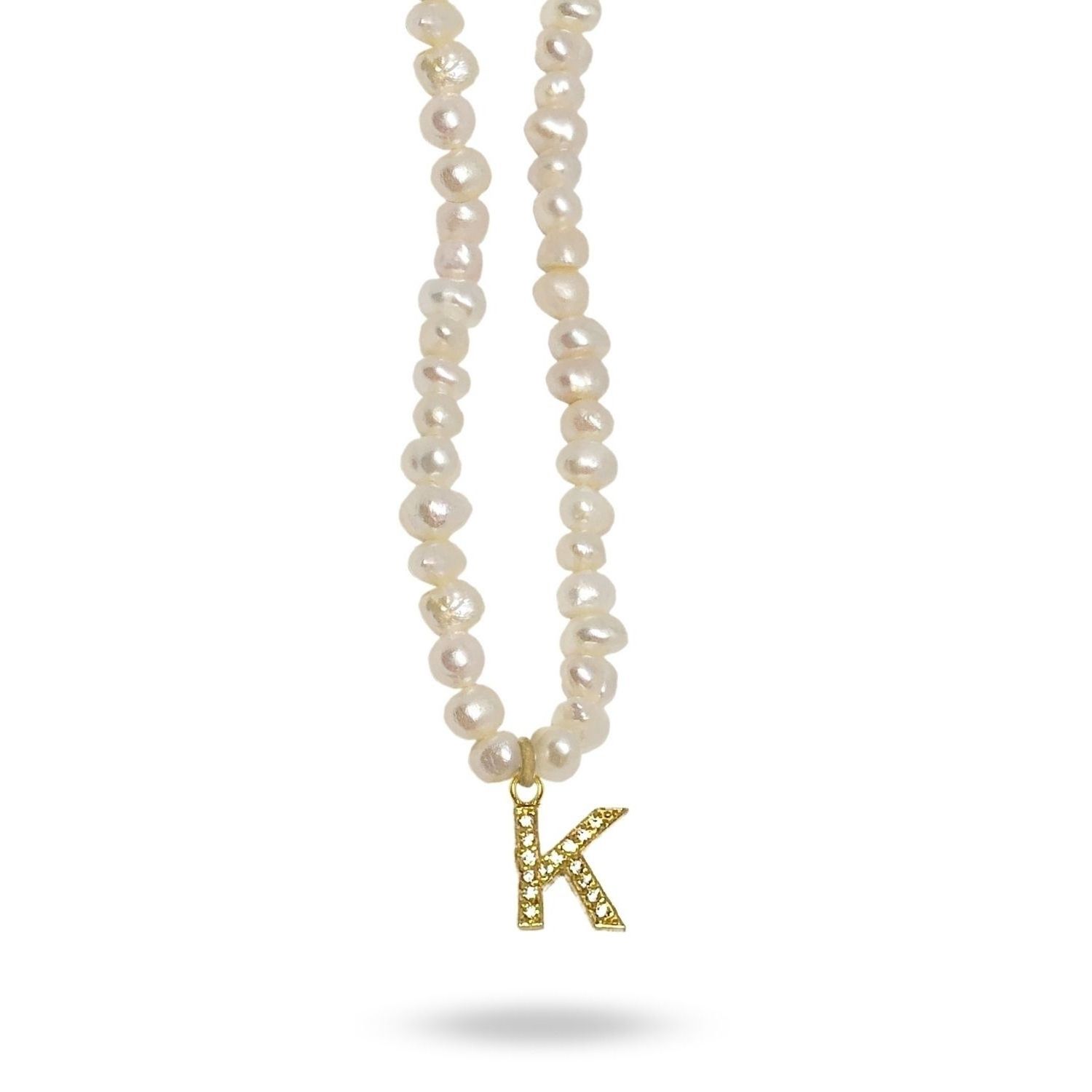 Mono Letter Pearl Necklace K