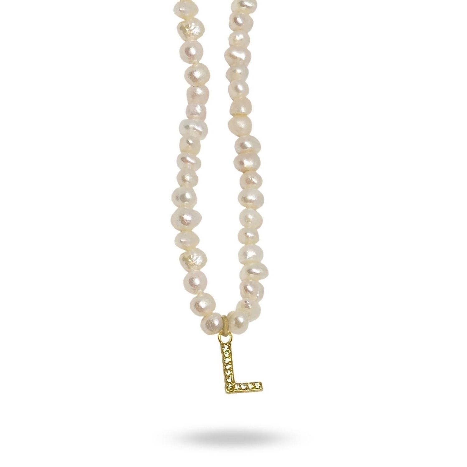 Mono Letter Pearl Necklace L