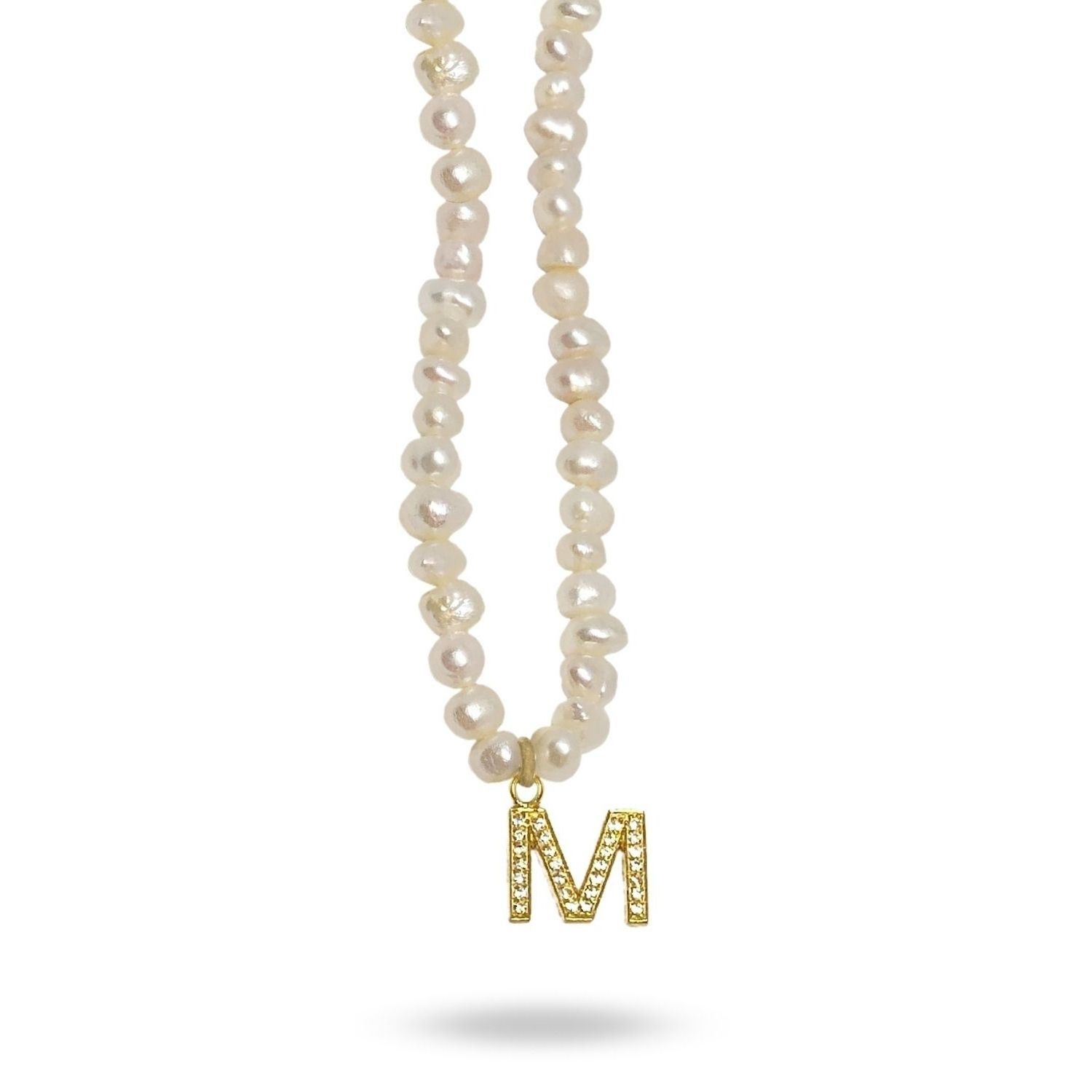 Mono Letter Pearl Necklace M