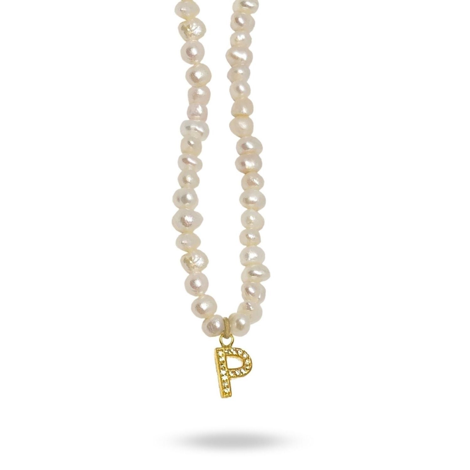 Mono Letter Pearl Necklace P