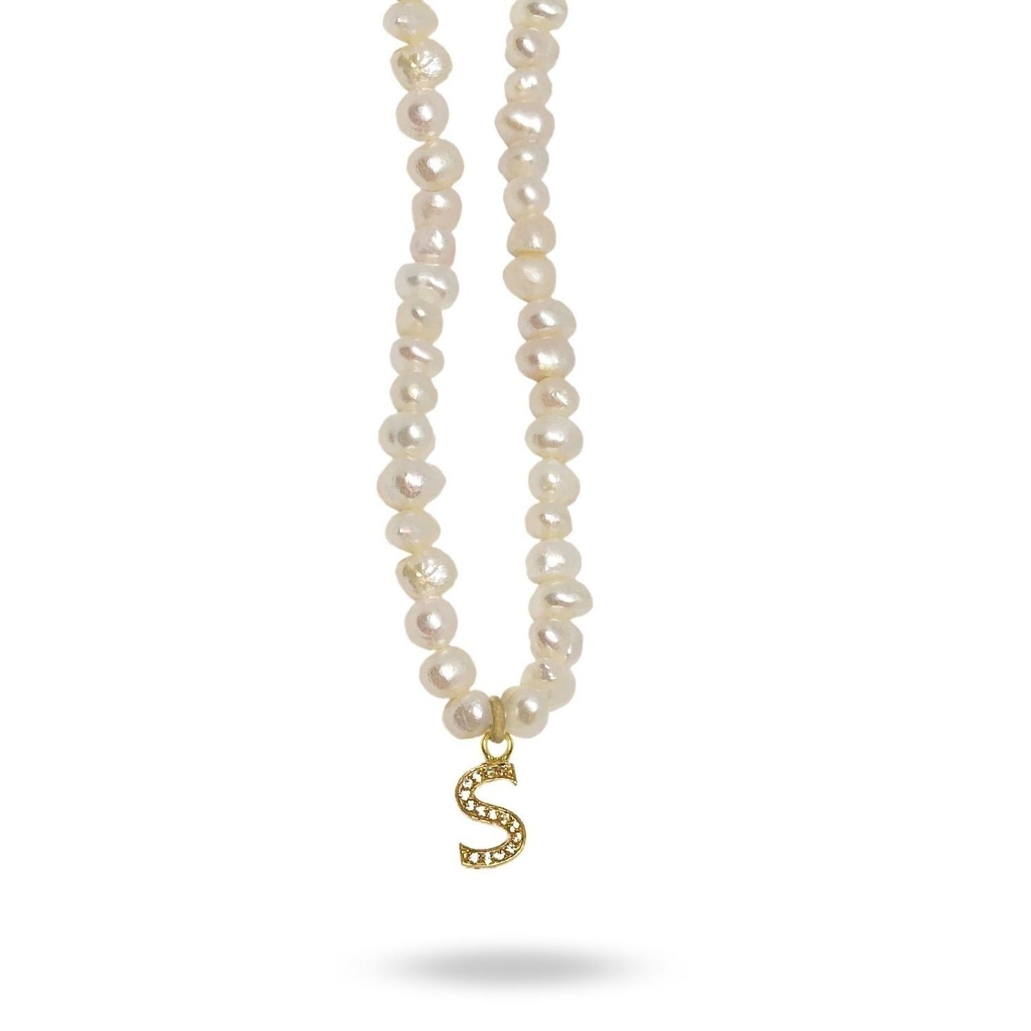 Mono Letter Pearl Necklace S
