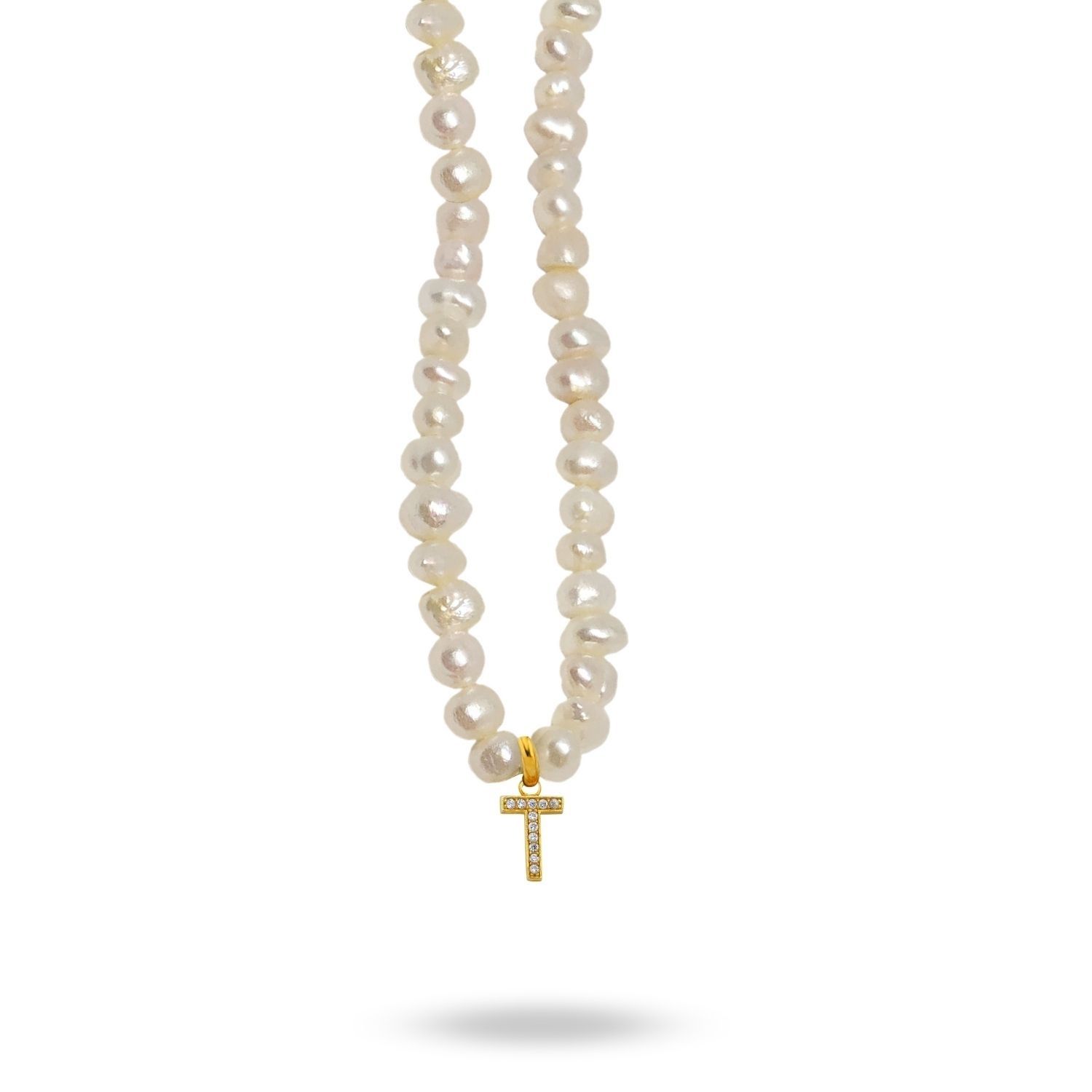 Mono Letter Pearl Necklace T