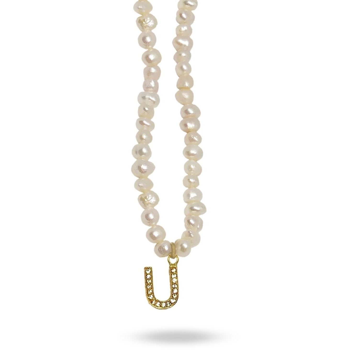 Mono Letter Pearl Necklace U