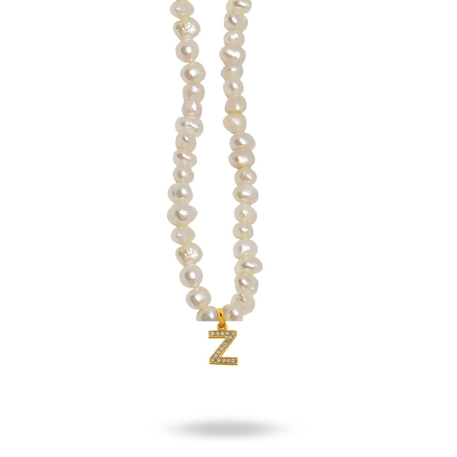 Mono Letter Pearl Necklace Z