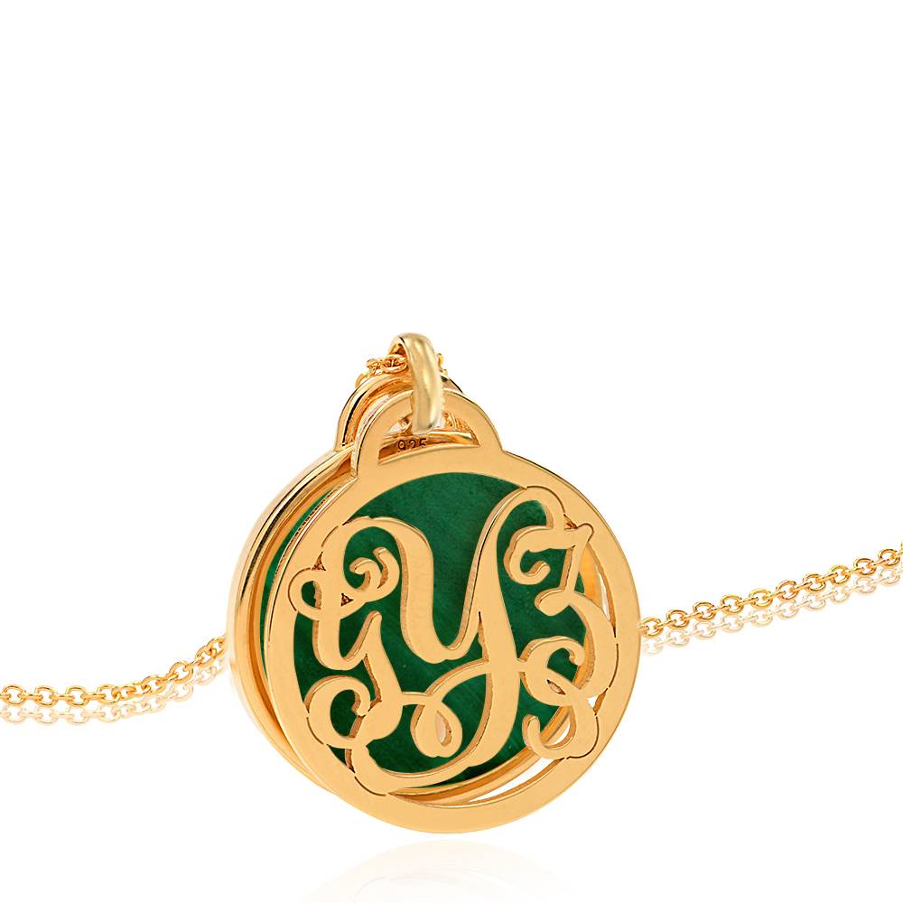 Monogram Necklace With Semi-Precious Stone in 18K Gold Vermeil