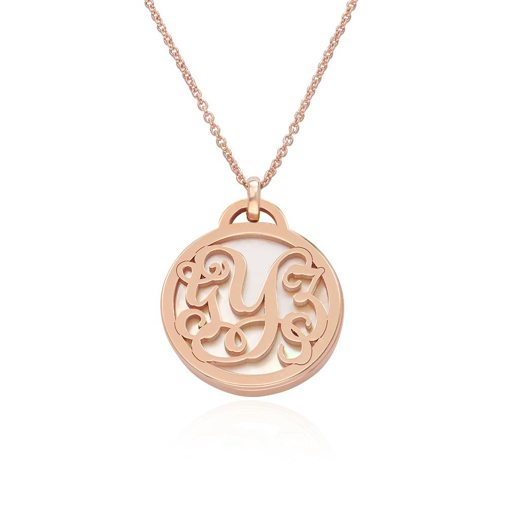 Monogram Necklace With Semi-Precious Stone in 18K Rose Gold Plating