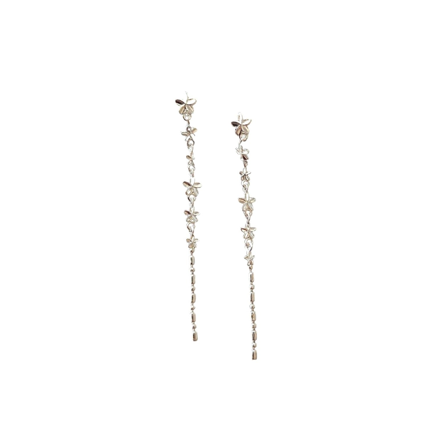 Monsoon Flowers & Rain Earrings - Silver