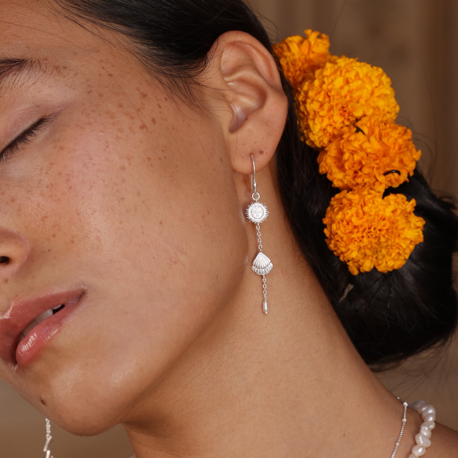 Monsoon Summer Drop Earrings - Sterling Silver & Pearl