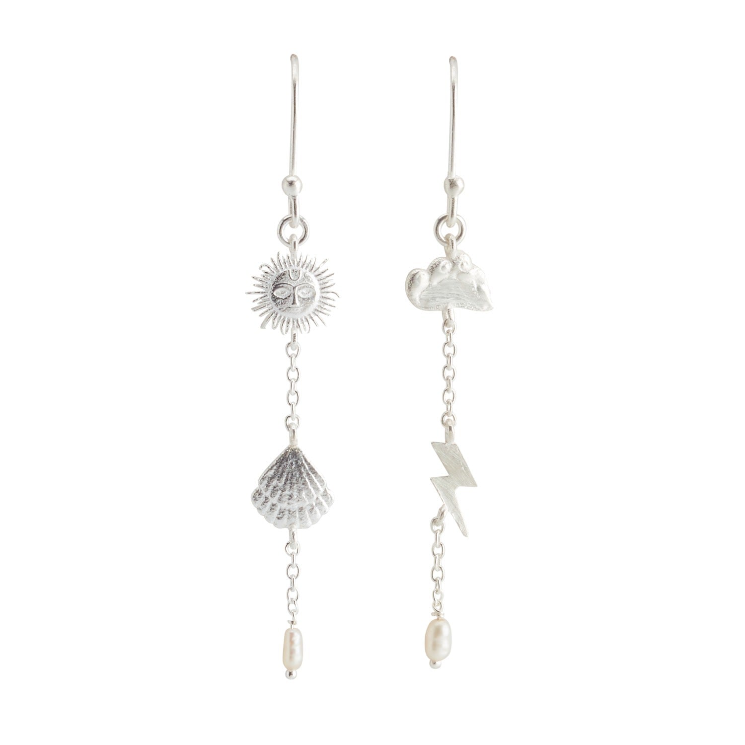 Monsoon Summer Drop Earrings - Sterling Silver & Pearl