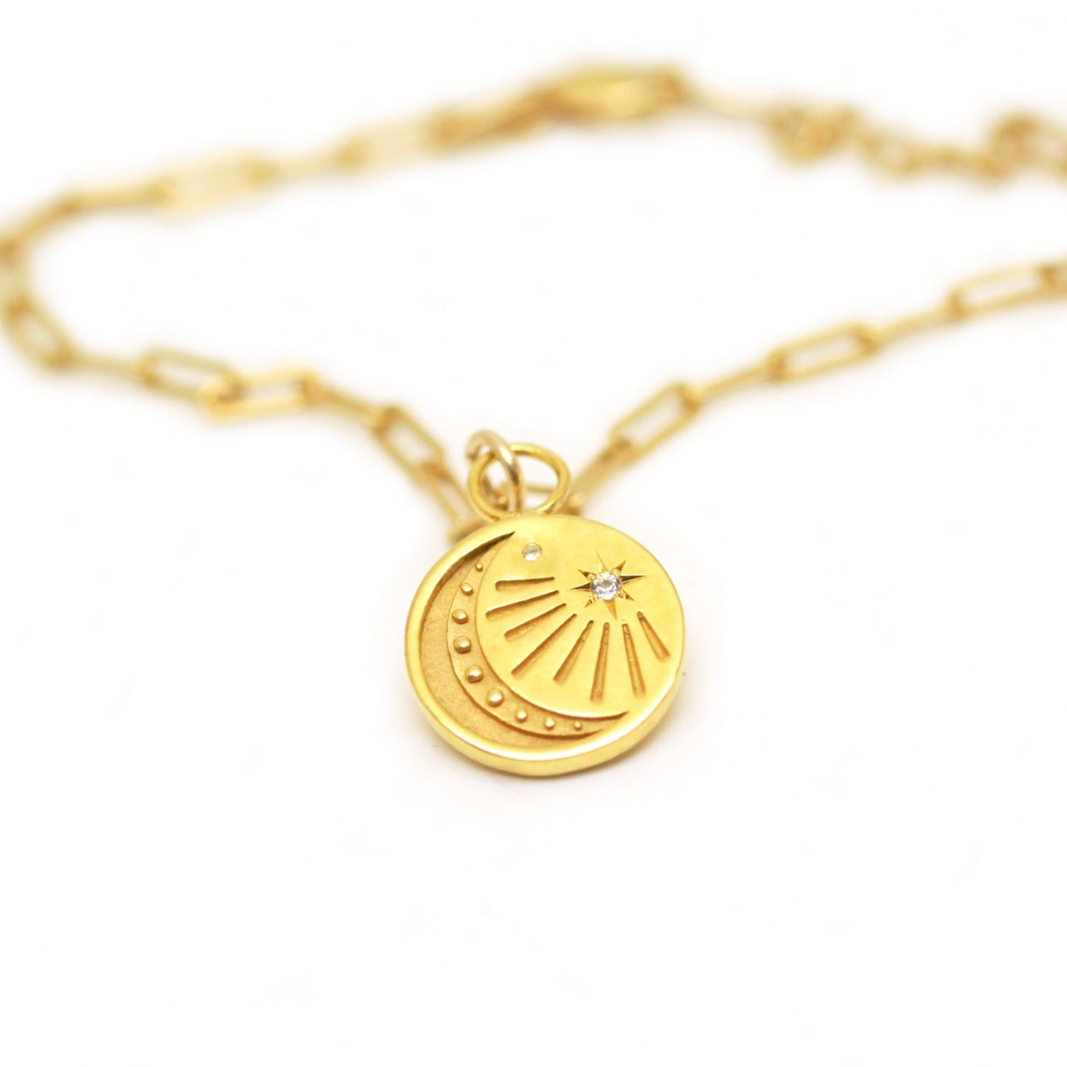 Moon Charm Diamond Gold Vermeil Bracelet