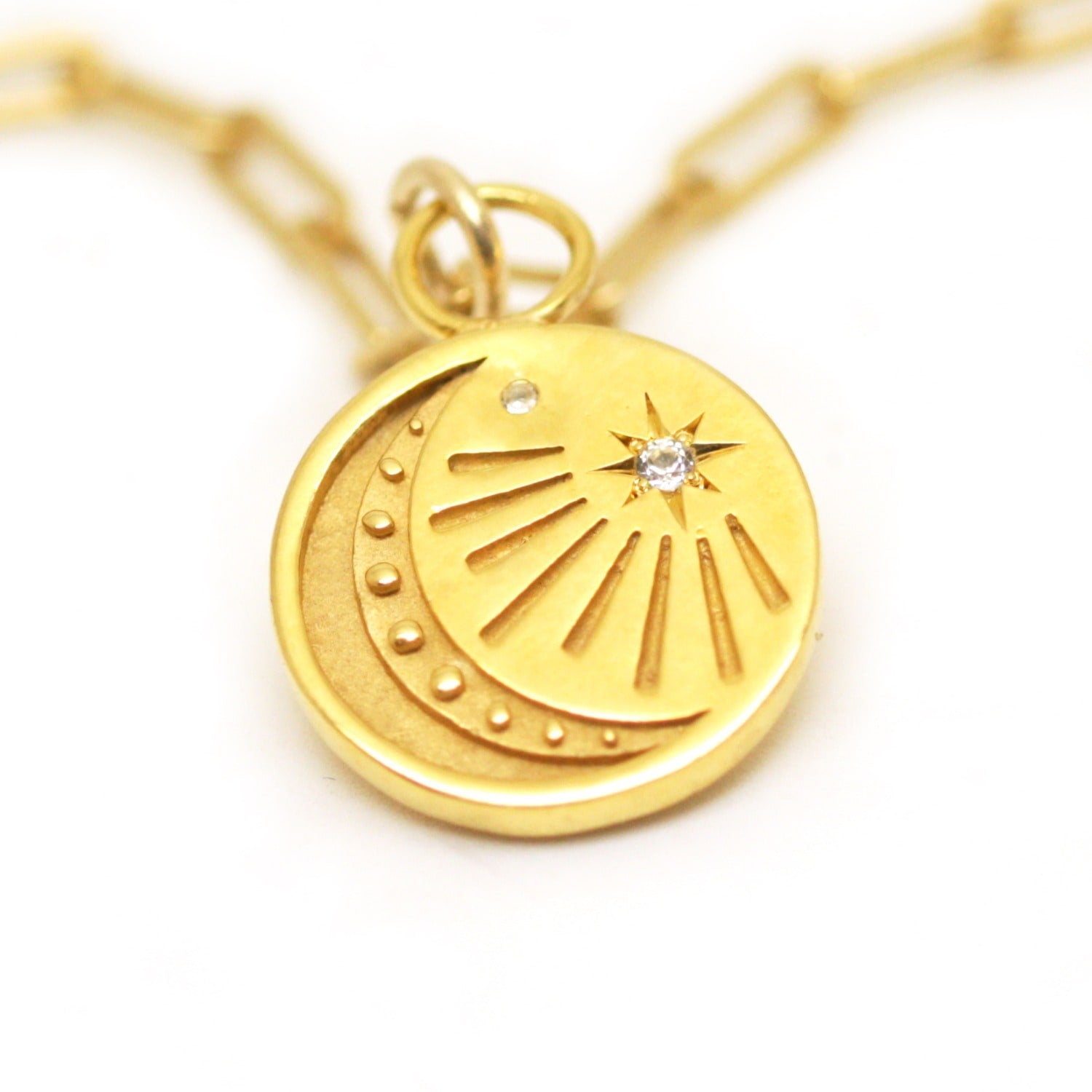 Moon Charm Diamond Gold Vermeil Bracelet