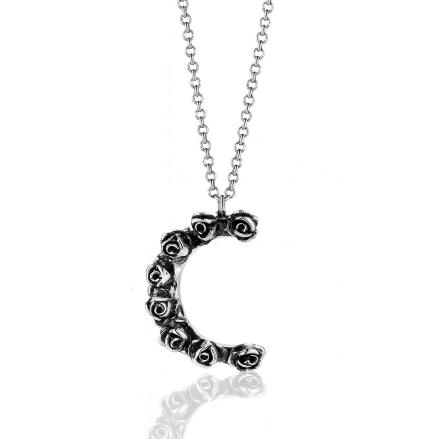 Crescent Of Roses Pendant – Rose Moon In Sterling Silver