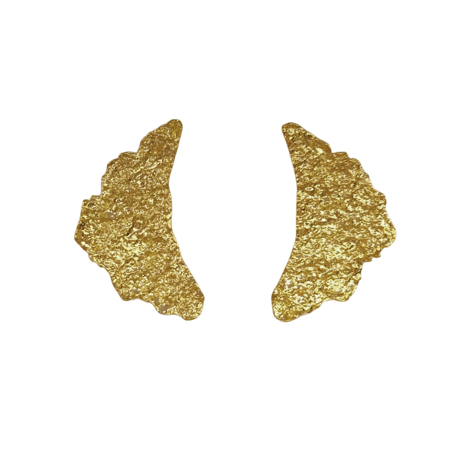 Moon Rock Texture Earring Style - Sterling Silver Yellow Gold Plated