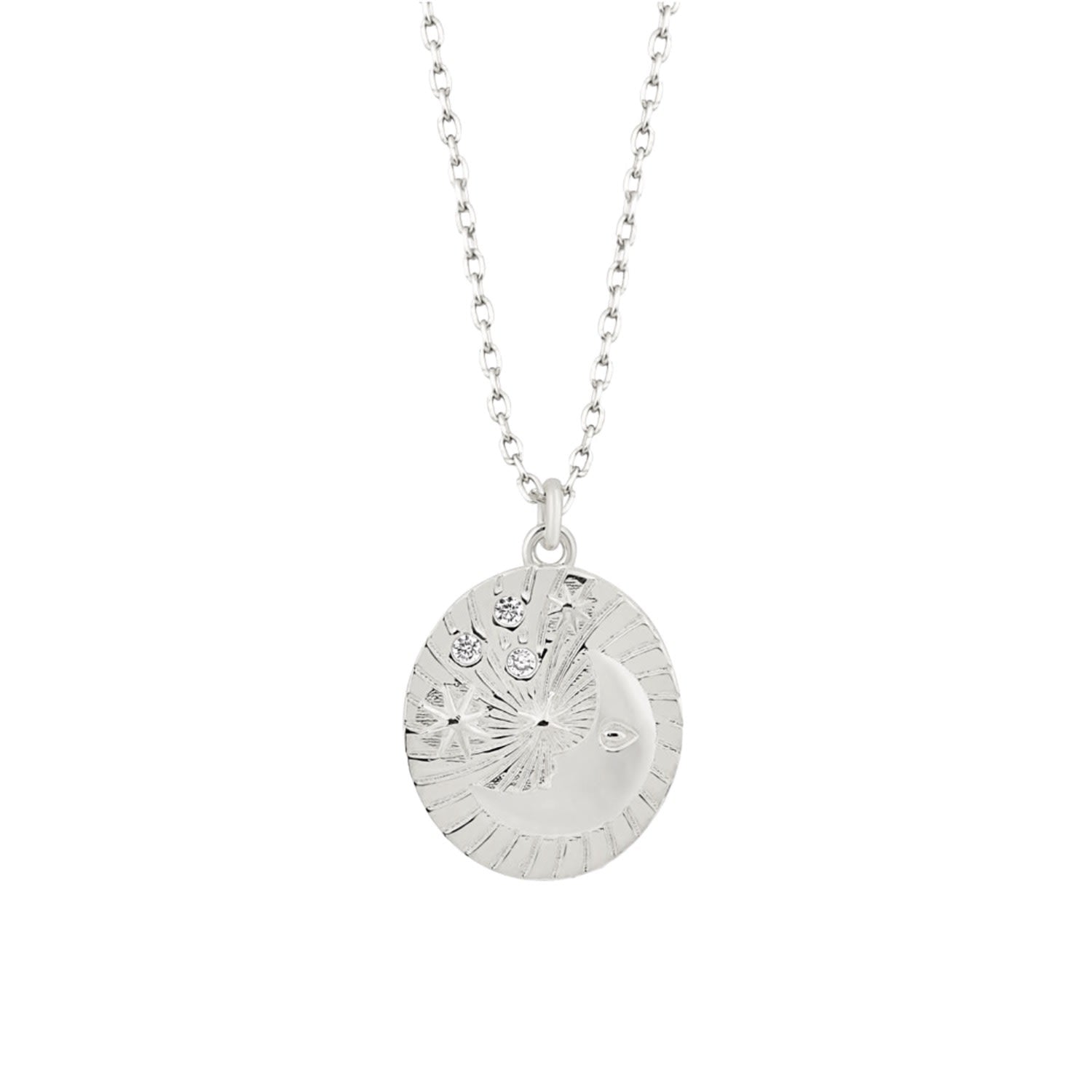 Moon Silhouette Sterling Silver Necklace - Silver